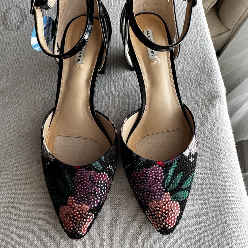 Alex Marie Black Embellished Heels